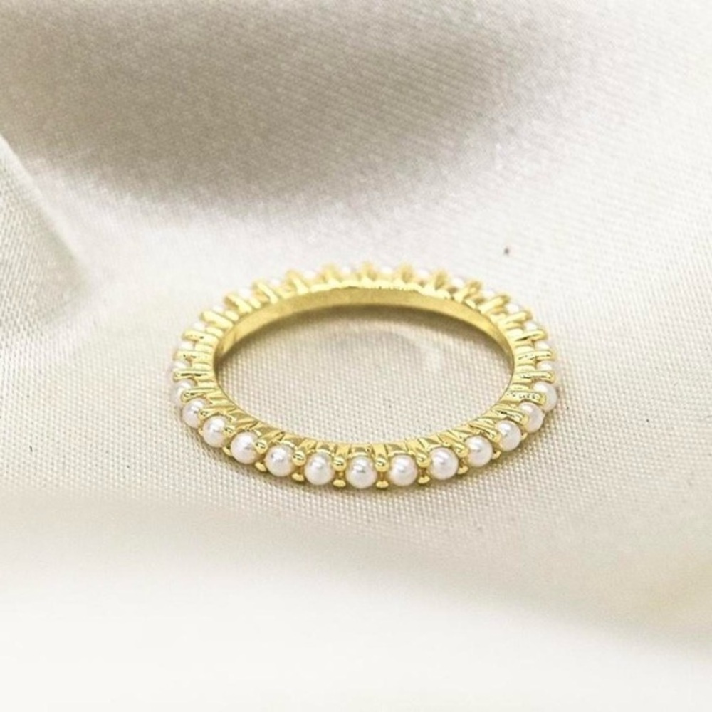 Dainty Micro Pearl Infinity Ring